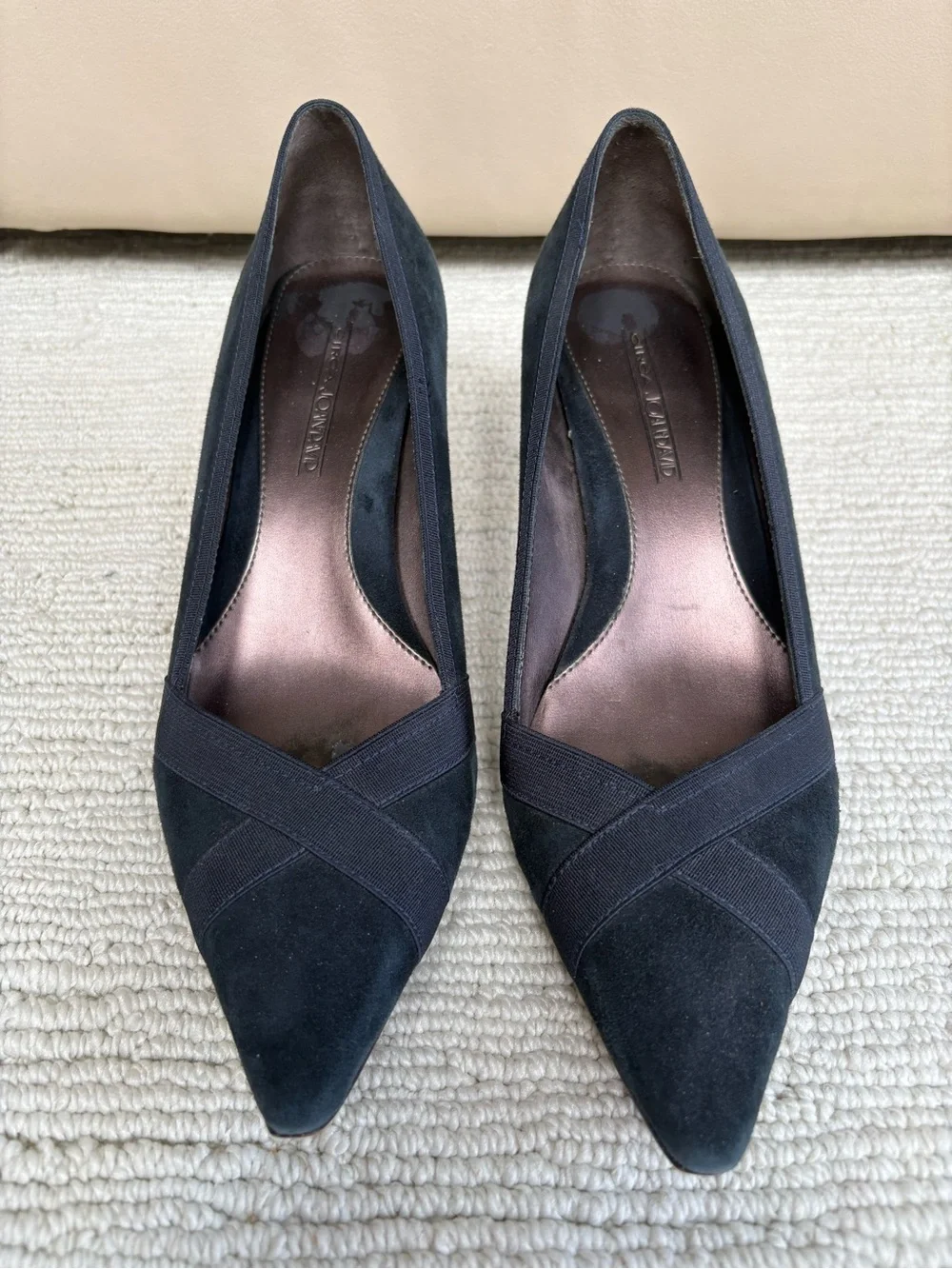 Joan & David Navy Pointed Toe Suede Pumps
